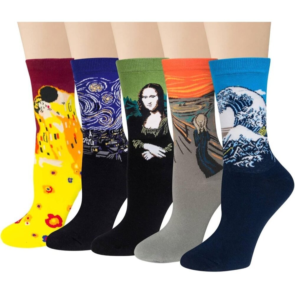 Women Fun Art Socks Cotton 5 Pairs Handmade Paintings Stylish & Comfortable